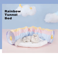 Thumbnail for Cat Tunnel Sleep Bed 2-in-1 Collapsible Cat Tunnel Tubes Toys with Removable Mat