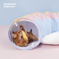 Thumbnail for Cat Tunnel Sleep Bed 2-in-1 Collapsible Cat Tunnel Tubes Toys with Removable Mat