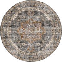 Thumbnail for vintage-crown-cezanne-rabbit-gray-inca-gold-distressed-vintage-round-rug 180X180