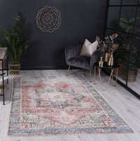 Thumbnail for vintage-crown-cezanne-terracotta-sky-distressed-vintage-rug 80X500