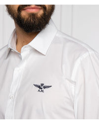 Thumbnail for Aeronautica Militare White Cotton Shirt with Eagle Logo and Button Closure M Men