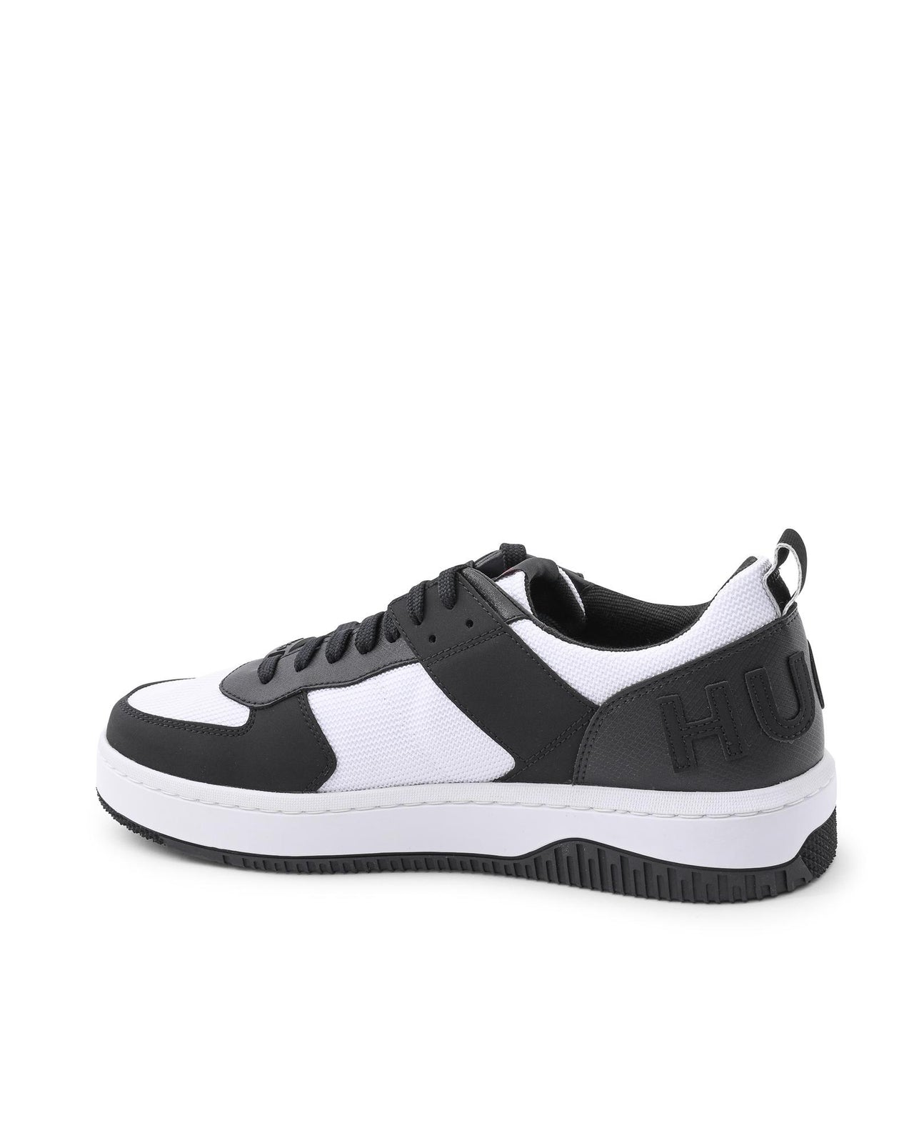 Hugo Boss Men's Charcoal Calfskin Sneakers with Rubber Sole in Multicolor - 44 EU