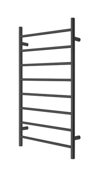 Thumbnail for Premium Matte Black Heated Towel Rack - 8 Bars, Round Design, AU Standard, 1000x620mm Wide