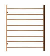 Thumbnail for Premium Brushed Rose Gold Heated Towel Rack - 8 Bars, Round Design, AU Standard, 1000x850mm Wide