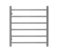 Thumbnail for Premium Brushed Nickel Heated Towel Rack - 6 Bars, Round Design, AU Standard, 650x620mm Wide