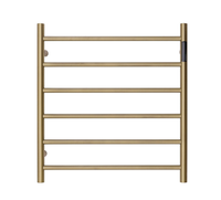 Thumbnail for Premium Brushed Gold Heated Towel Rack with LED control- 6 Bars, Round Design, AU Standard, 650x620mm Wide