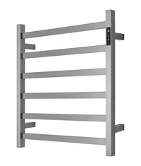 Thumbnail for Premium Gunmetal Heated Towel Rack with LED control - 6 Bars, Square Design, AU Standard, 650x620mm Wide