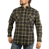 Thumbnail for Mens Long Sleeve Flannelette Shirt 100% Cotton Flannel - Black Check - S