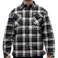 Thumbnail for Mens QUILTED FLANNELETTE SHIRT 100% COTTON Flannel Jacket Padded Long Sleeve - Black/Charcoal/White (Quilted) - S