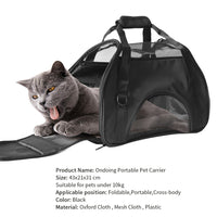 Thumbnail for Ondoing Black Portable Pet Carrier Tote Travel Bag Kennel Soft Dog Crate Cage Outdoor