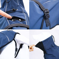 Thumbnail for Pet Dog Raincoat Poncho Jacket Windbreaker Waterproof Clothes with Harness Hole-XXL-Black (Single Layer)
