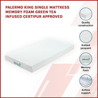 Thumbnail for Palermo King Single Mattress Memory Foam Green Tea Infused CertiPUR Approved