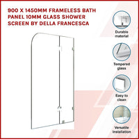 Thumbnail for 900 x 1450mm Frameless Bath Panel 10mm Glass Shower Screen By Della Francesca