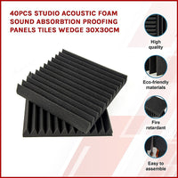 Thumbnail for 40pcs Studio Acoustic Foam Sound Absorbtion Proofing Panels Tiles Wedge 30X30CM