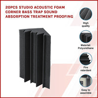 Thumbnail for 20pcs Studio Acoustic Foam Corner Bass Trap Sound Absorption Treatment Proofing