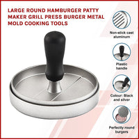 Thumbnail for Large Round Hamburger Patty Maker Grill Press Burger Metal Mold Cooking Tools