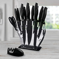 Thumbnail for Kitchen 17 Pc Knife Set w/ Block & Sharpener Chef Bread Steak Knives