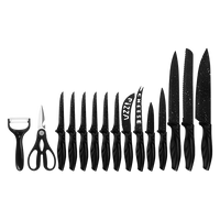 Thumbnail for Kitchen 17 Pc Knife Set w/ Block & Sharpener Chef Bread Steak Knives