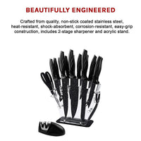 Thumbnail for Kitchen 17 Pc Knife Set w/ Block & Sharpener Chef Bread Steak Knives