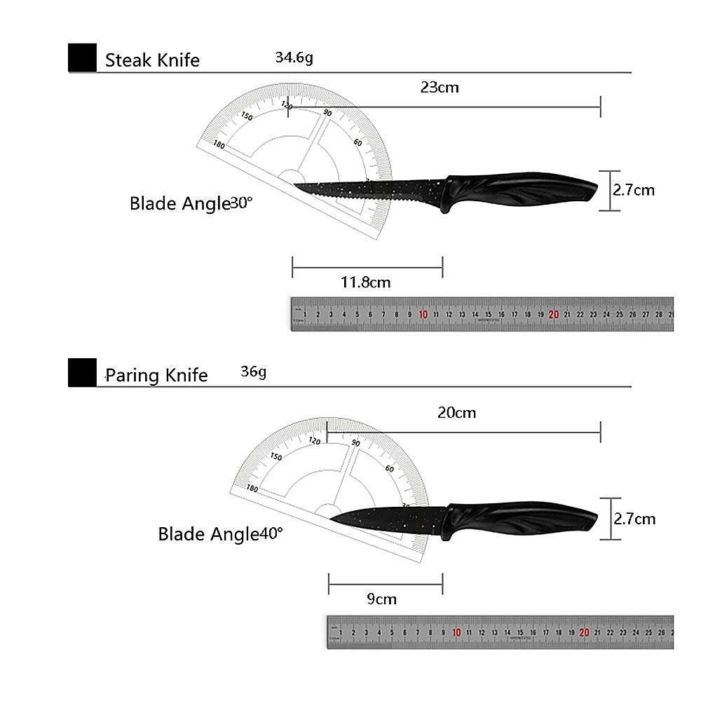 Kitchen 17 Pc Knife Set w/ Block & Sharpener Chef Bread Steak Knives