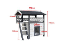 Thumbnail for Cat House Weatherproof 2-Story Indoor Outdoor Wooden Shelter-1