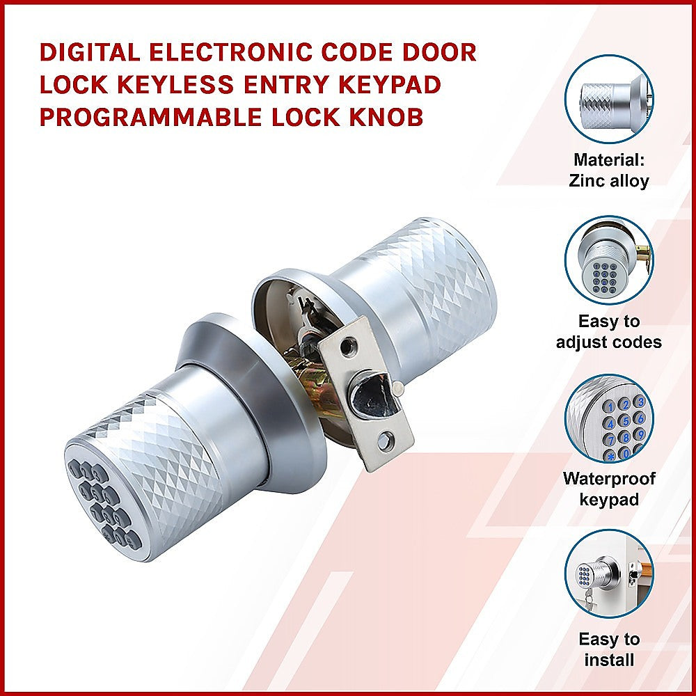 Digital Electronic Code Door Lock Keyless Entry Keypad Programmable Lock Knob