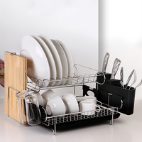 Thumbnail for Dish Drying Rack Drainer Cup Plate Holder Cutlery Tray Kitchen Organiser