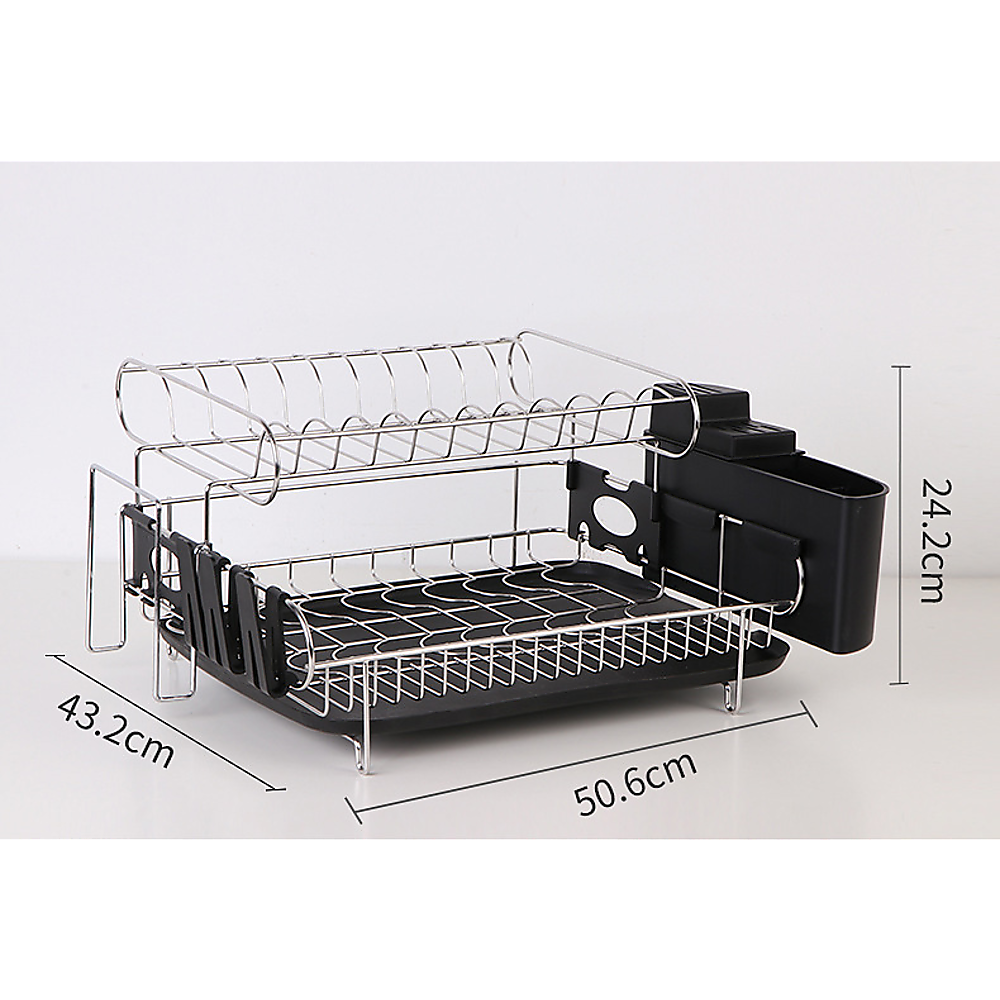 Dish Drying Rack Drainer Cup Plate Holder Cutlery Tray Kitchen Organiser