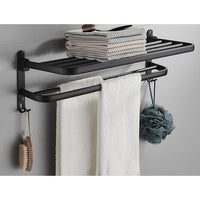 Thumbnail for Towel Rack Folding Holder with Hook Accessories Wall Hanger Aluminium Bar Shelf