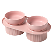 Thumbnail for Ribbed Ceramic Double Pet Bowl 3pc Set - Emerald