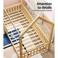 Thumbnail for Artiss Bed Frame Wooden Kids House Frame Oak ROCK