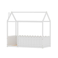 Thumbnail for Artiss Bed Frame Wooden Kids House Single Frame White KORI