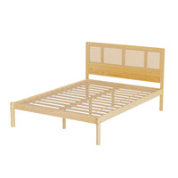 Thumbnail for Artiss Bed Frame Double Size Rattan Wooden RITA