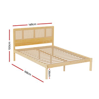 Thumbnail for Artiss Bed Frame Double Size Rattan Wooden RITA