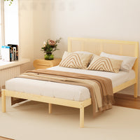 Thumbnail for Artiss Bed Frame Double Size Rattan Wooden RITA