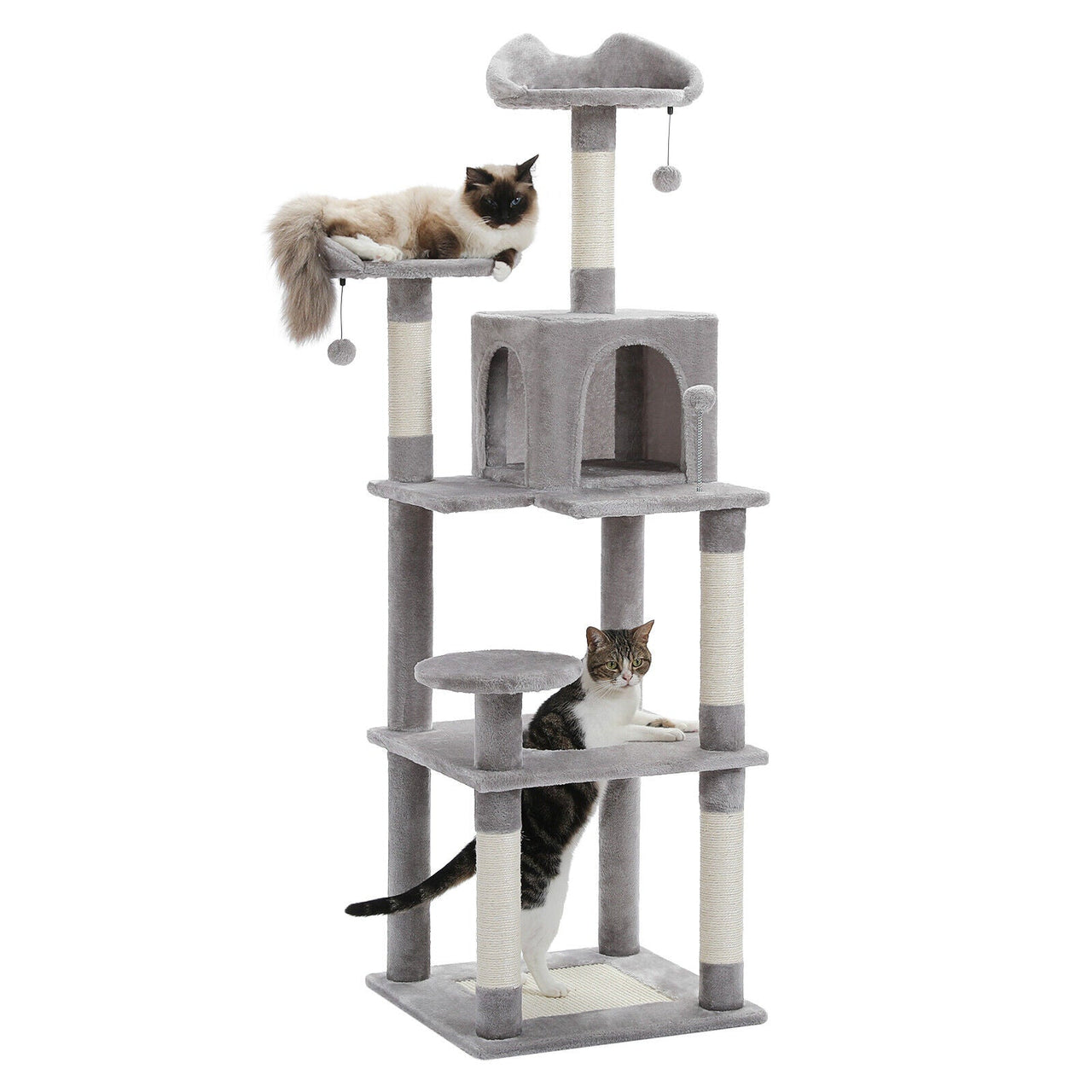 Soft Plush 160cm Cat Scratch Post in Grey-0