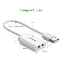 Thumbnail for UGREEN USB 2.0 External 3.5mm Sound Card Adapter (30143)