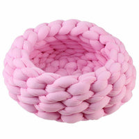 Thumbnail for Chunky Cotton Braided Knit Pet Bed in Pink-0