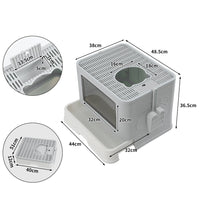 Thumbnail for Grooming Foldable Enclosed Cat Litter Box in Grey-2