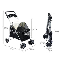 Thumbnail for Pet Stroller Travel 4 Wheels Black-2