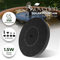 Thumbnail for NOVEDEN 1.5W Solar Fountain Water Pump for Bird Bath (Black)