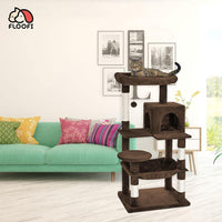 Thumbnail for Floofi 118cm Plush Cat Condo Cat Tree Brown