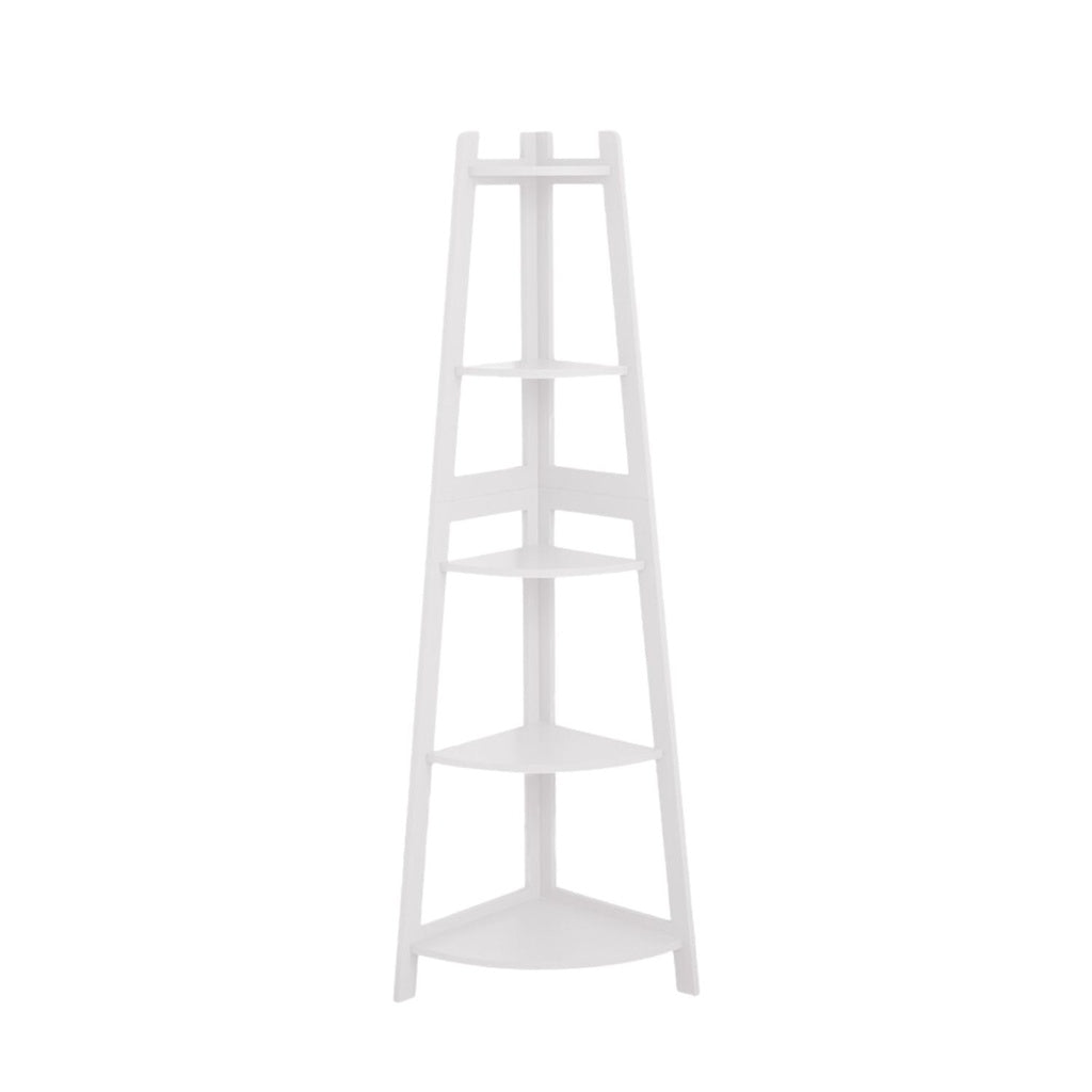 EKKIO 5 Tier Corner Ladder Shelf (White)