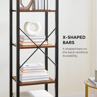 Thumbnail for VASAGLE 5 Tier Bookshelf Rustic Brown and Black