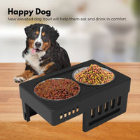 Thumbnail for FLOOFI Elevated Pet Feeder Food Water Double Bowl Adjustable Height Raised Stand