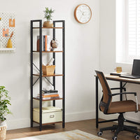 Thumbnail for VASAGLE 5 Tier Bookshelf Rustic Brown and Black