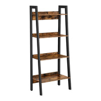 Thumbnail for VASAGLE Ladder Shelf 4-Tier Home Office Bookshelf Metal Frame Industrial Rustic Brown and Black