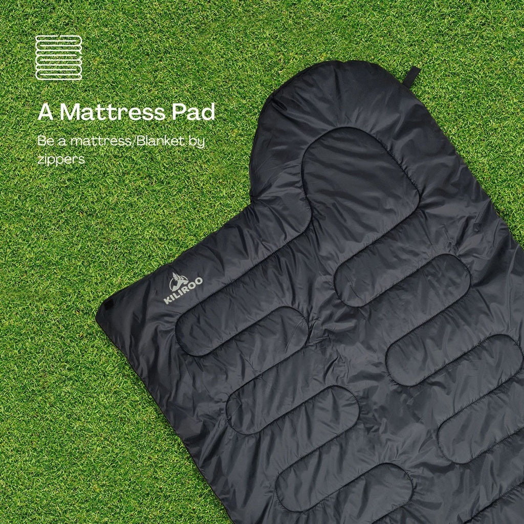 KILIROO Sleeping Bag 350GSM Black