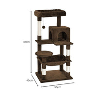 Thumbnail for Floofi 118cm Plush Cat Condo Cat Tree Brown