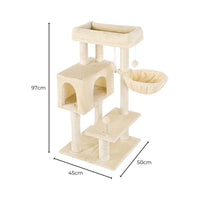 Thumbnail for Floofi 97cm Adjustable Base Plush Cat Tree Beige